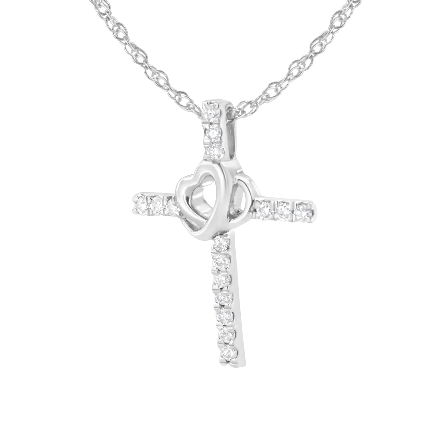 .925 Sterling Silver 1/4 cttw Lab Grown Diamond Cross Pendant Necklace (F-G Color, VS2-SI1 Clarity)