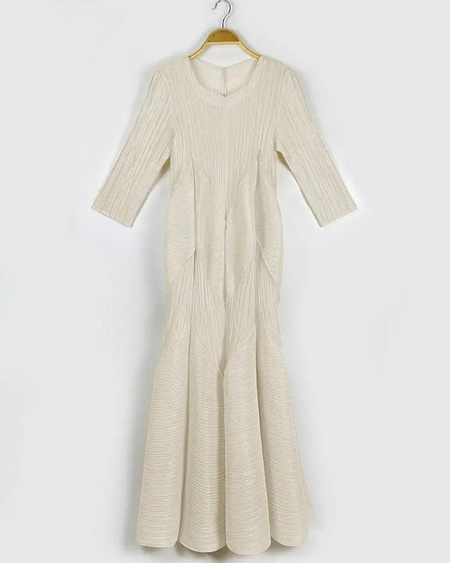 Pleated Square Collar Dress