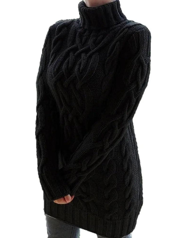Turtleneck Twist Knitted Sweater Dress
