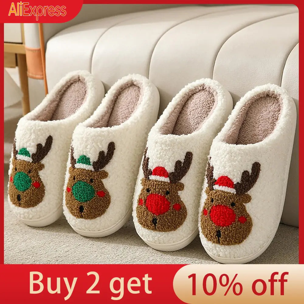 New Christmas Elk Cotton Slippers