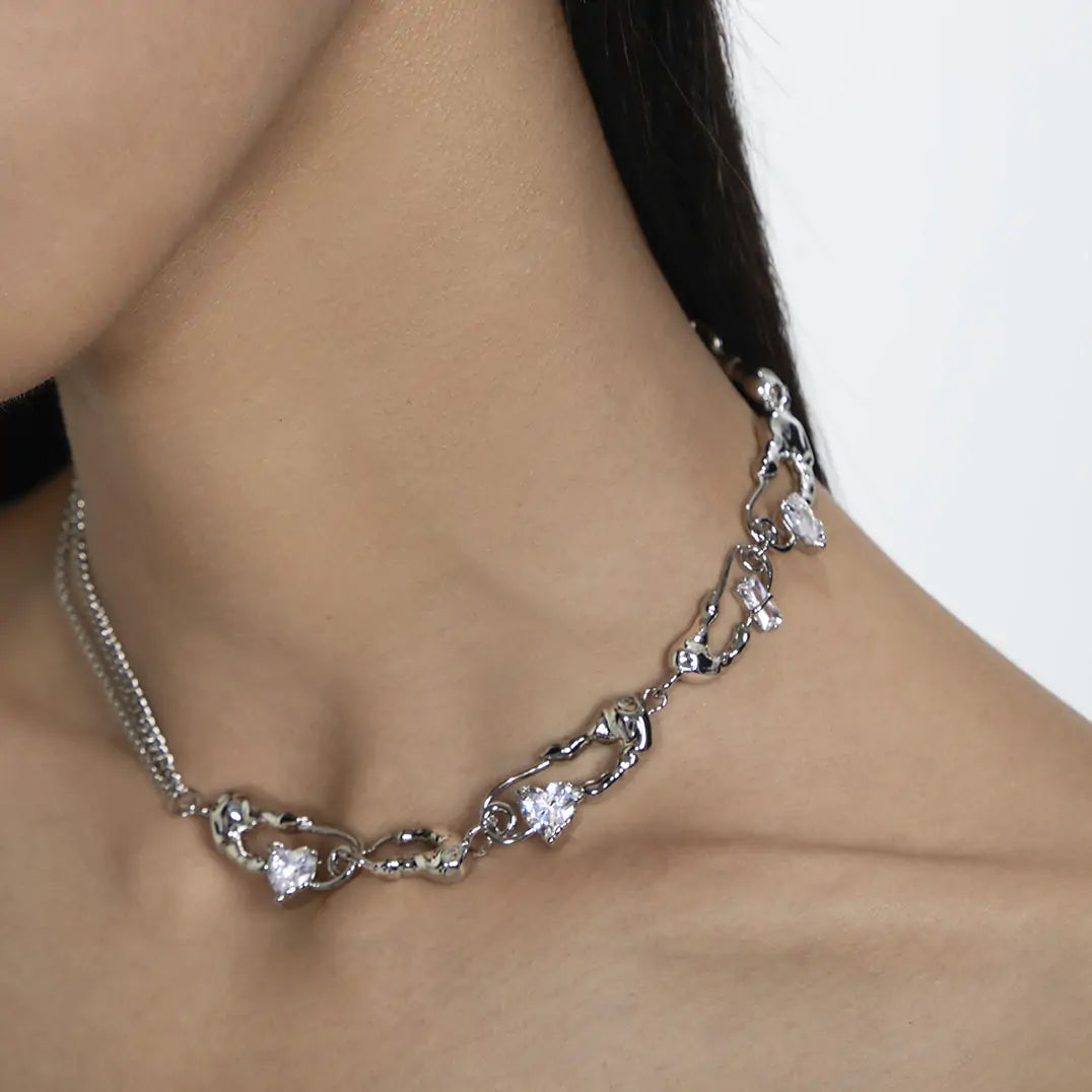 Heart Crystal Chains Choker