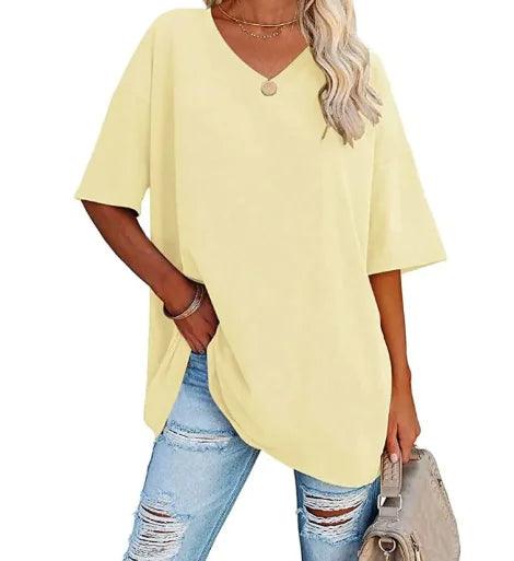Loose Short-Sleeved V-neck T-shirt