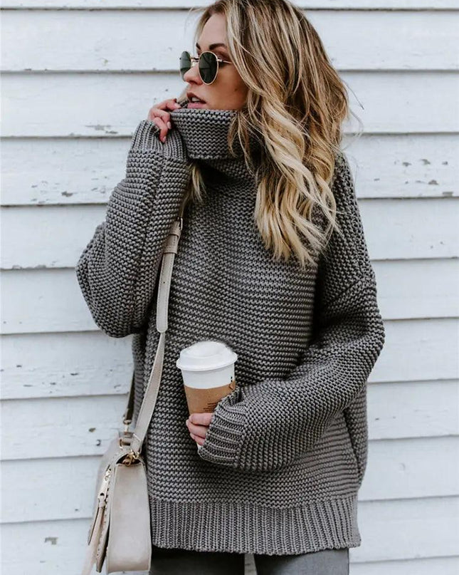 Warm Knitted Turtleneck Sweater Women