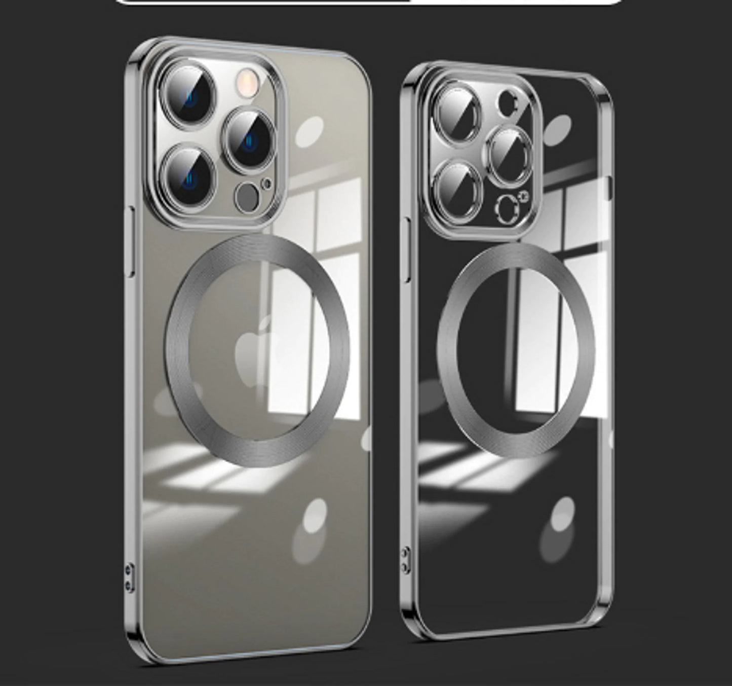 Luxury Plating Logo Hole Transparent Case For iPhone