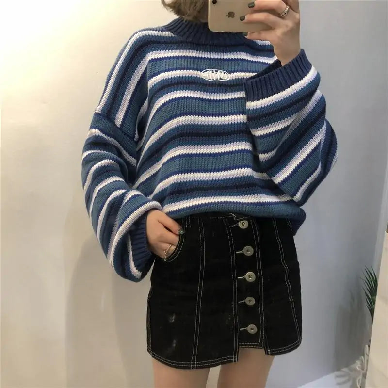 Navy Stripes Oversized Sweater