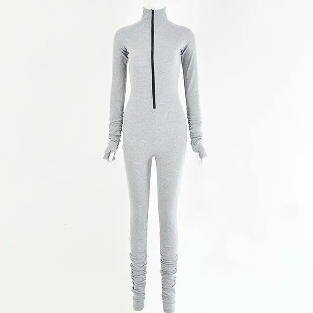 Turtleneck Gloved Sleeve Jumpsuits