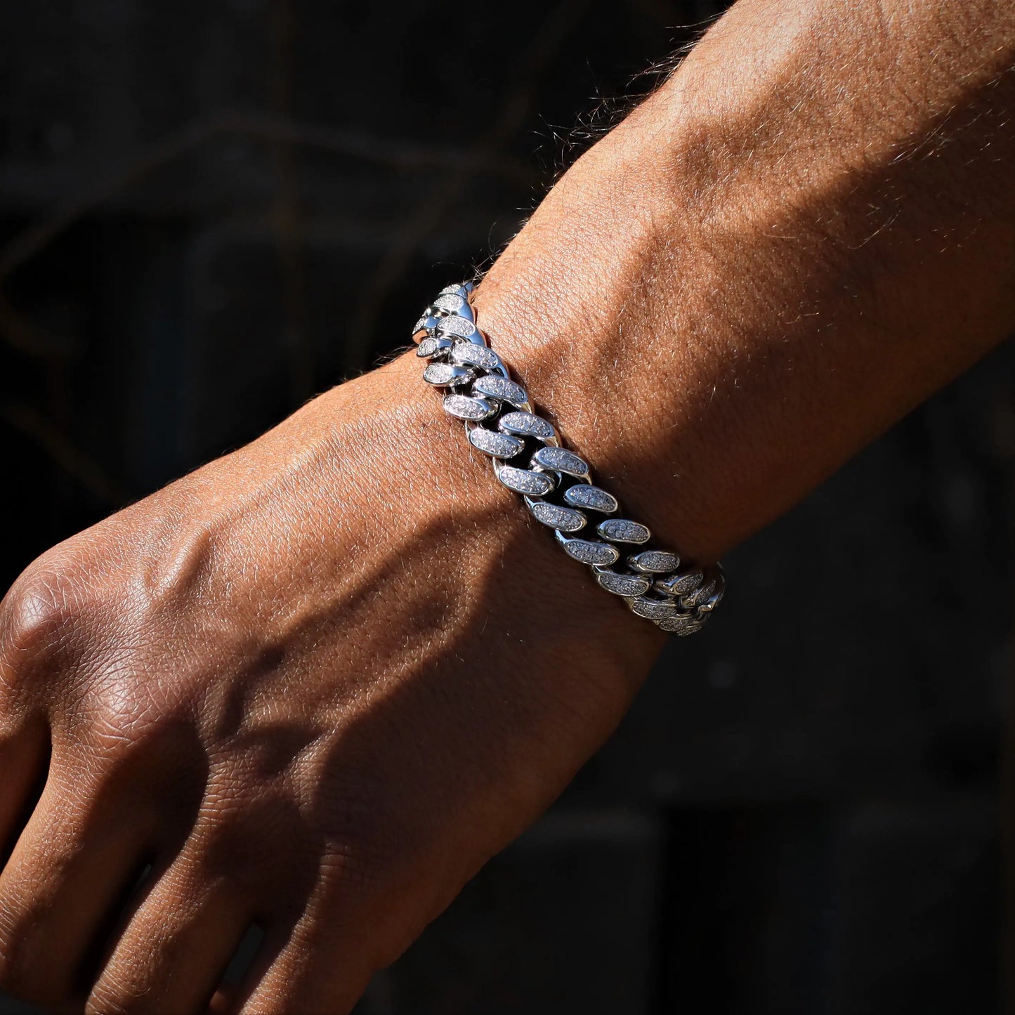 12mm Diamond Cuban Bracelet in White Gold