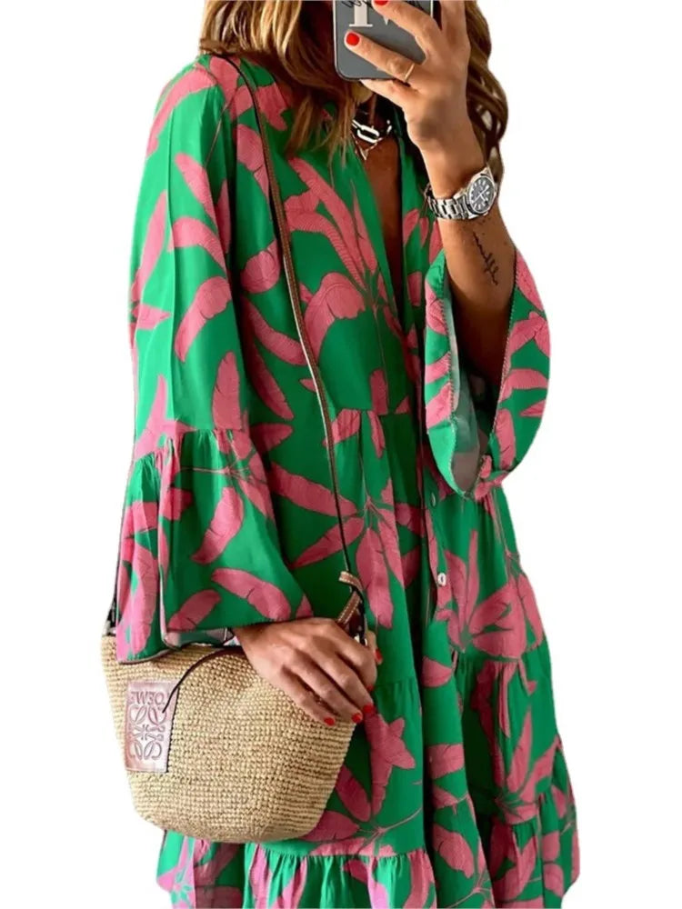 Boho Vacation Shirt Dress