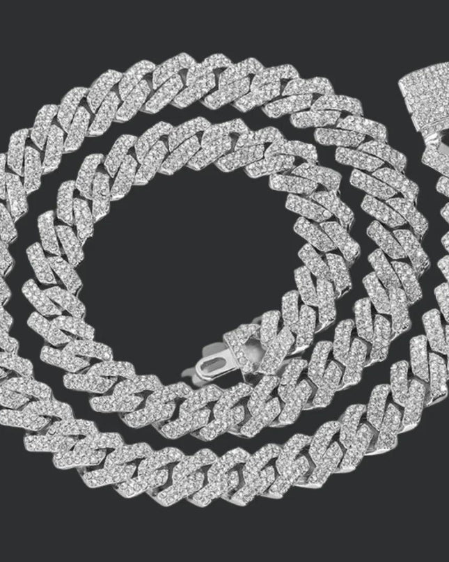 14MM Iced Out Rhombus Cuban Chain