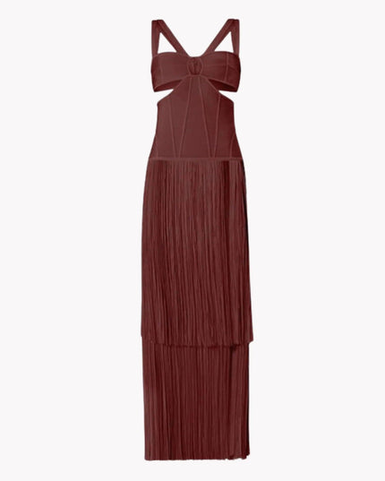 Strappy Cutout Fringed Dress