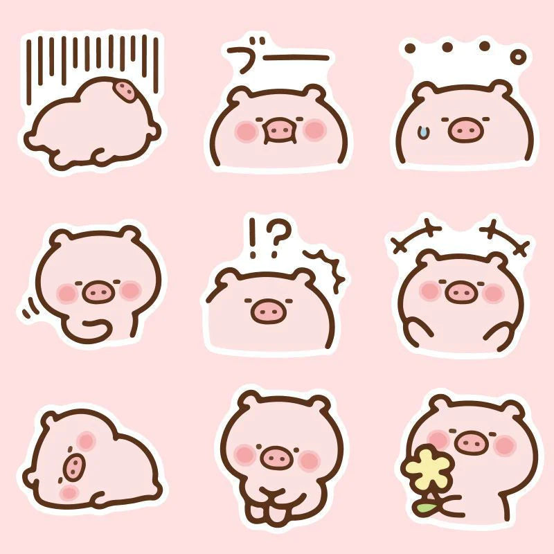 40 Cute Pink Pig Stickers