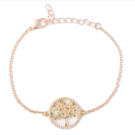 Luxury Tree of Life Bracelet with Micro-Inlaid Zircon Crystals