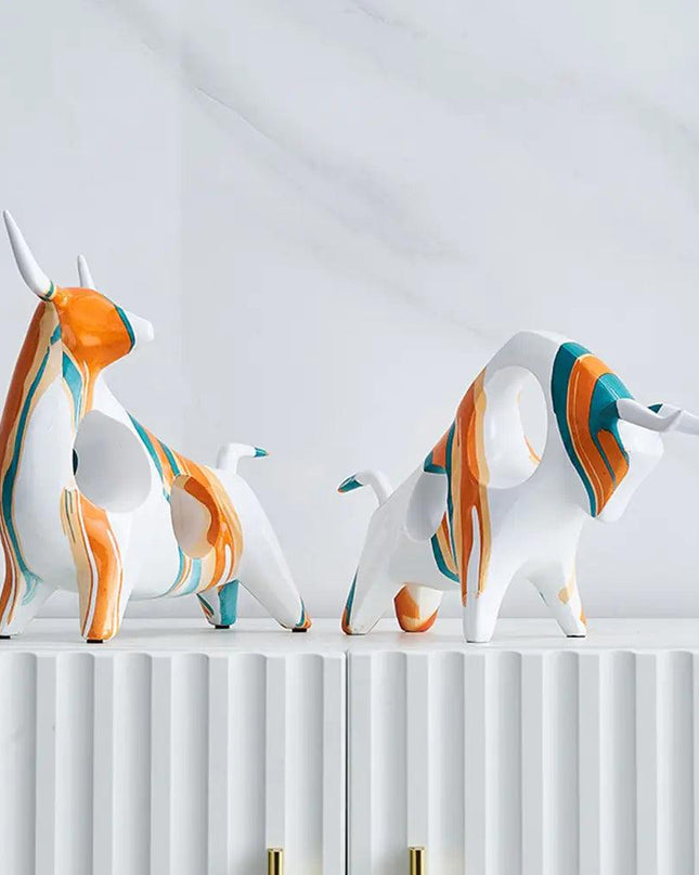 Modern Art Graffiti Cow Figurines