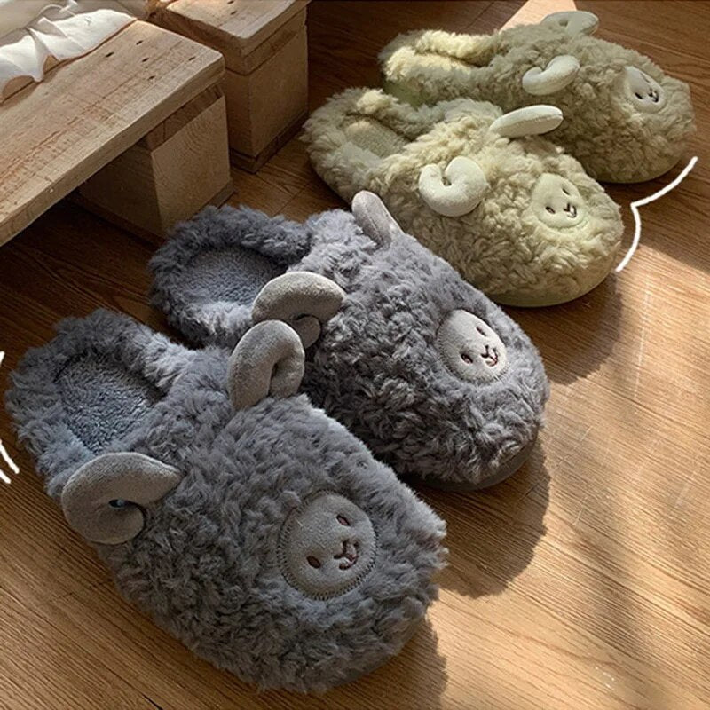 Plush Bedroom Cotton Fluffy Slippers