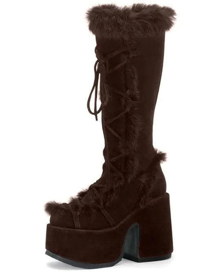 Chunky High Heeled Winter Boots