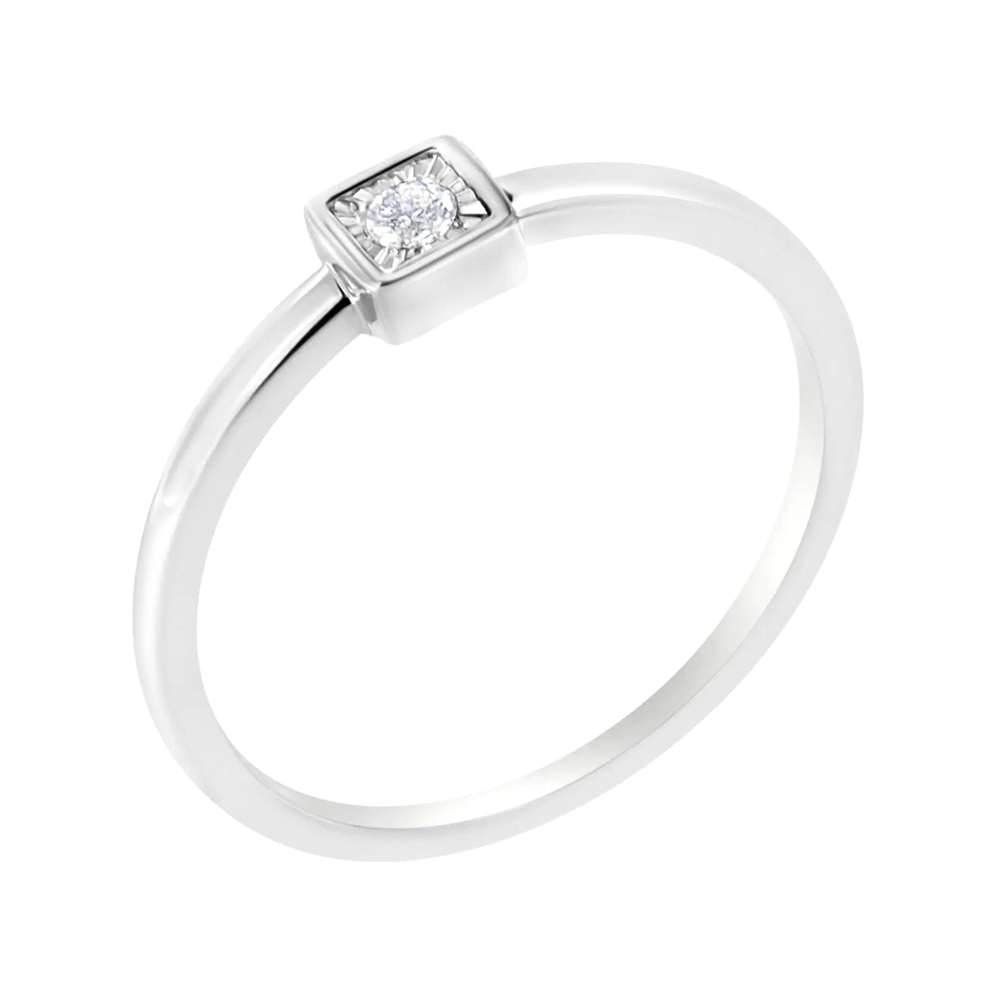 .925 Sterling Silver Miracle-Set Diamond Accent Cushion Shaped Promise Ring (J-K Color, I1-I2 Clarity)