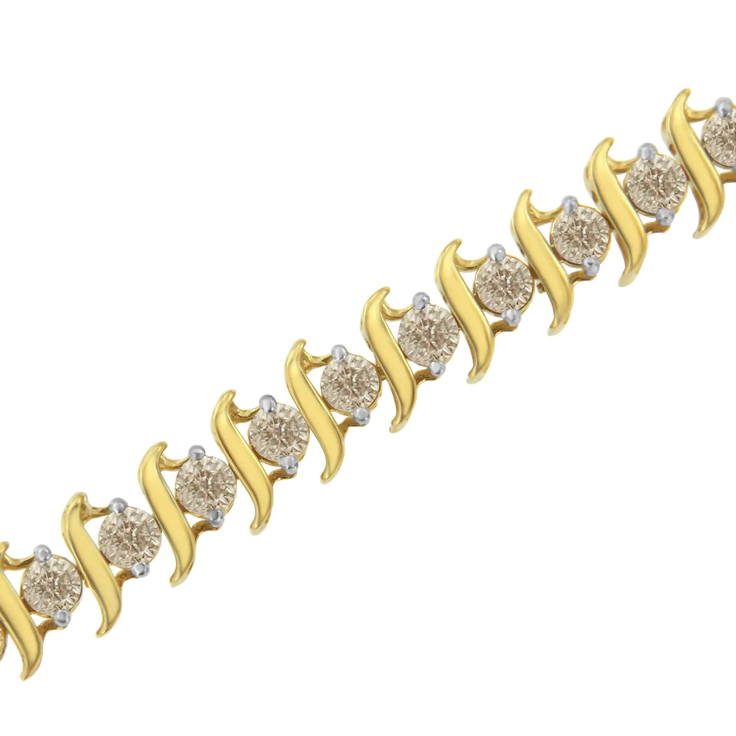 10KT Yellow Gold Diamond S-Link Bracelet (3 cttw, J-K Color, I2-I3 Clarity)