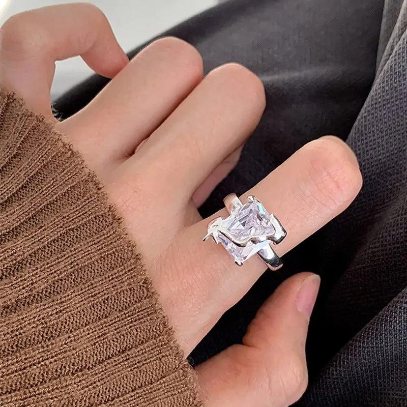 Adjustable Square Zircon Ring