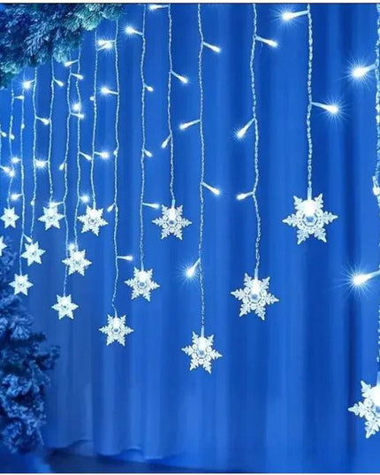 LED Snowflake Fairy Curtain Lights – Christmas & Party Decoration