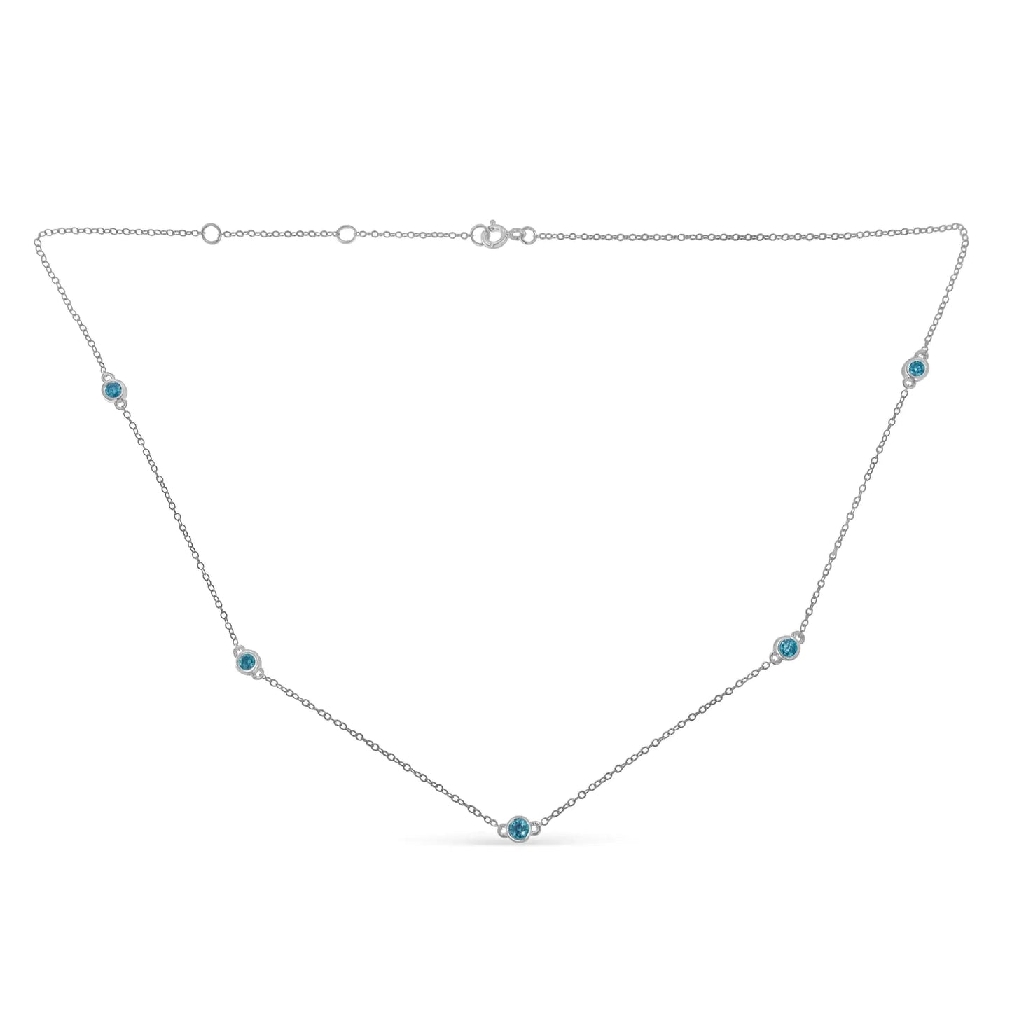 Sterling Silver Treated Diamond By Yard Necklace (1/2 cttw, Blue Color, I2-I3 Clarity)