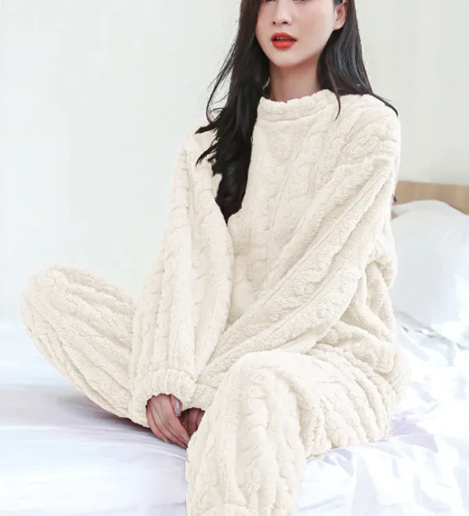 Winter Pajamas Loose Thickened Coral Velvet Pullover Long Sleeves And Trousers