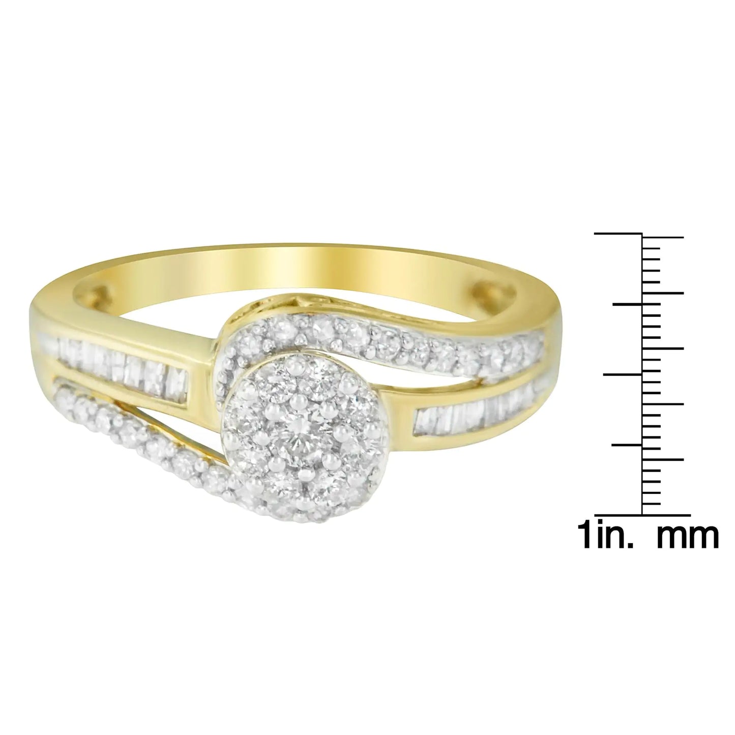 10K Yellow Gold Diamond Cluster Ring (1/2 Cttw, I-J Color, I2-I3 Clarity)