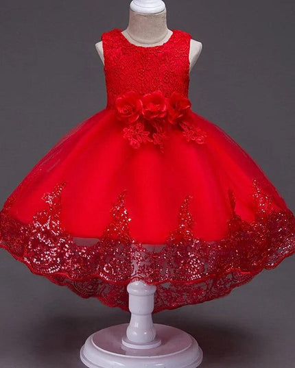 Red Flower Girl Dress