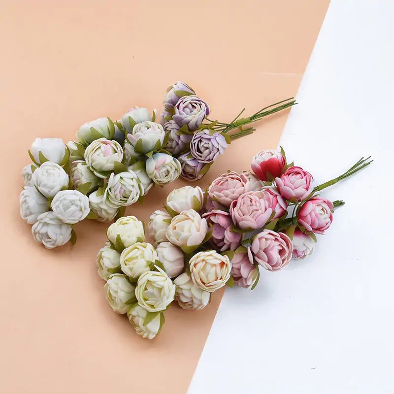 6 Pieces Silk Tea Roses Buds