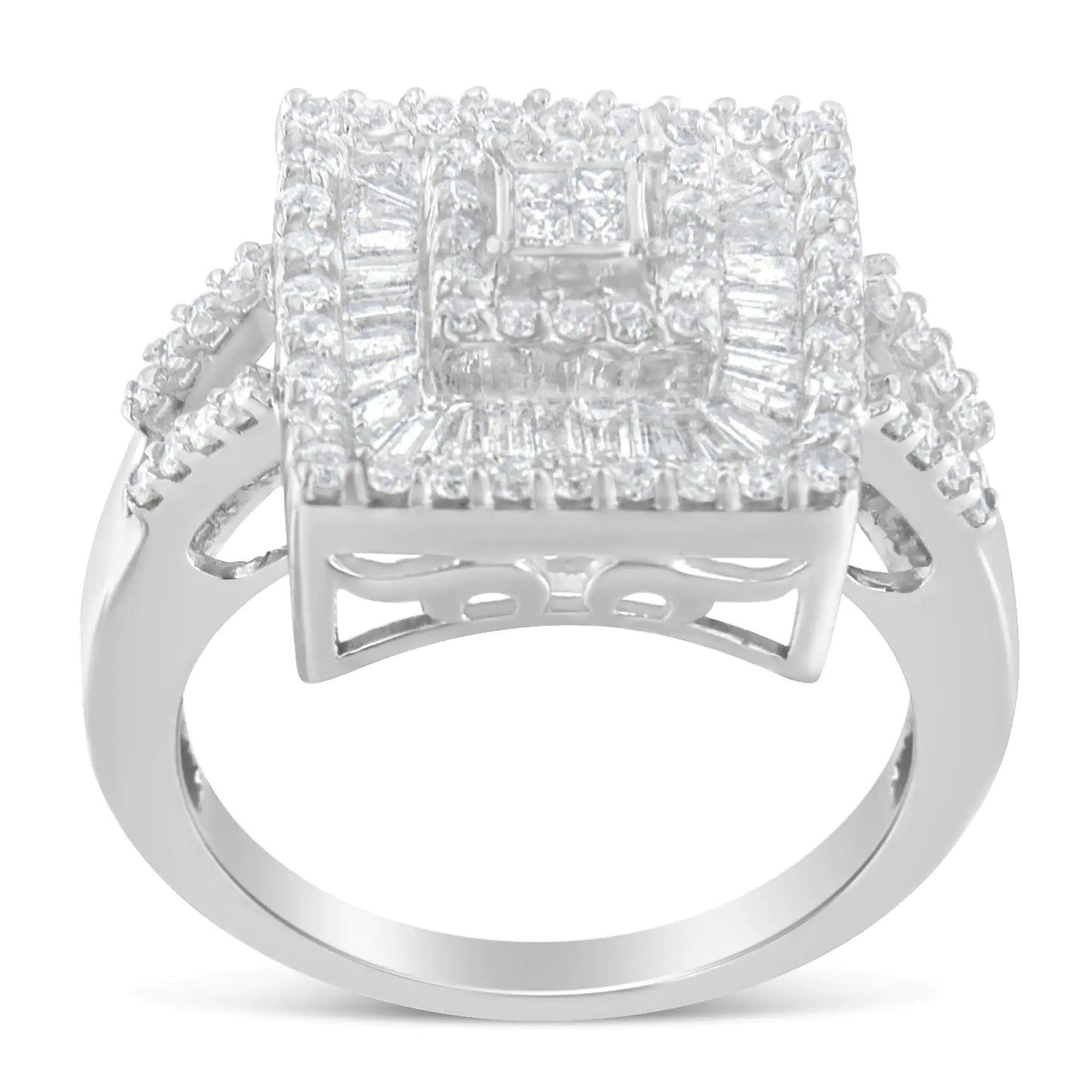 14K White Gold Diamond Cocktail Ring (1 Cttw, H-I Color, SI2-I1 Clarity)