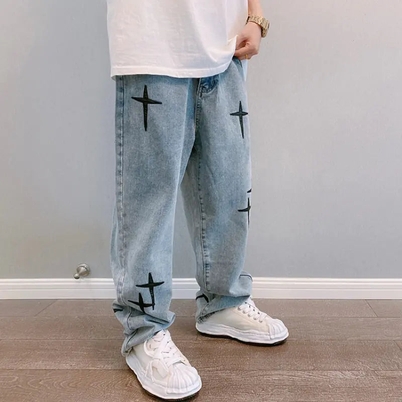 Men Straight Loose Wide-Leg Pants