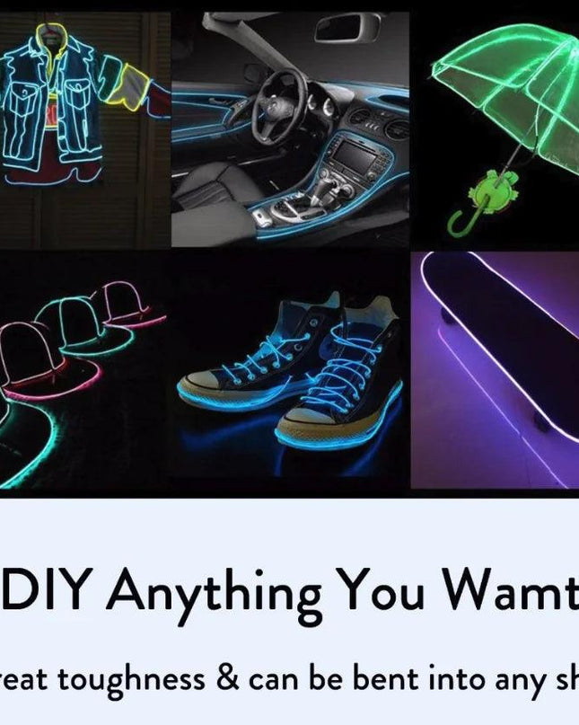 Neon LED Light Glow EL Wire String Strip Rope Tube Decor Car Party + Controller