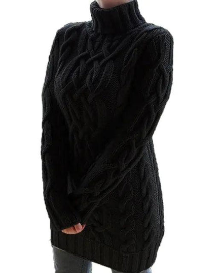 Turtleneck Twist Knitted Sweater Dress