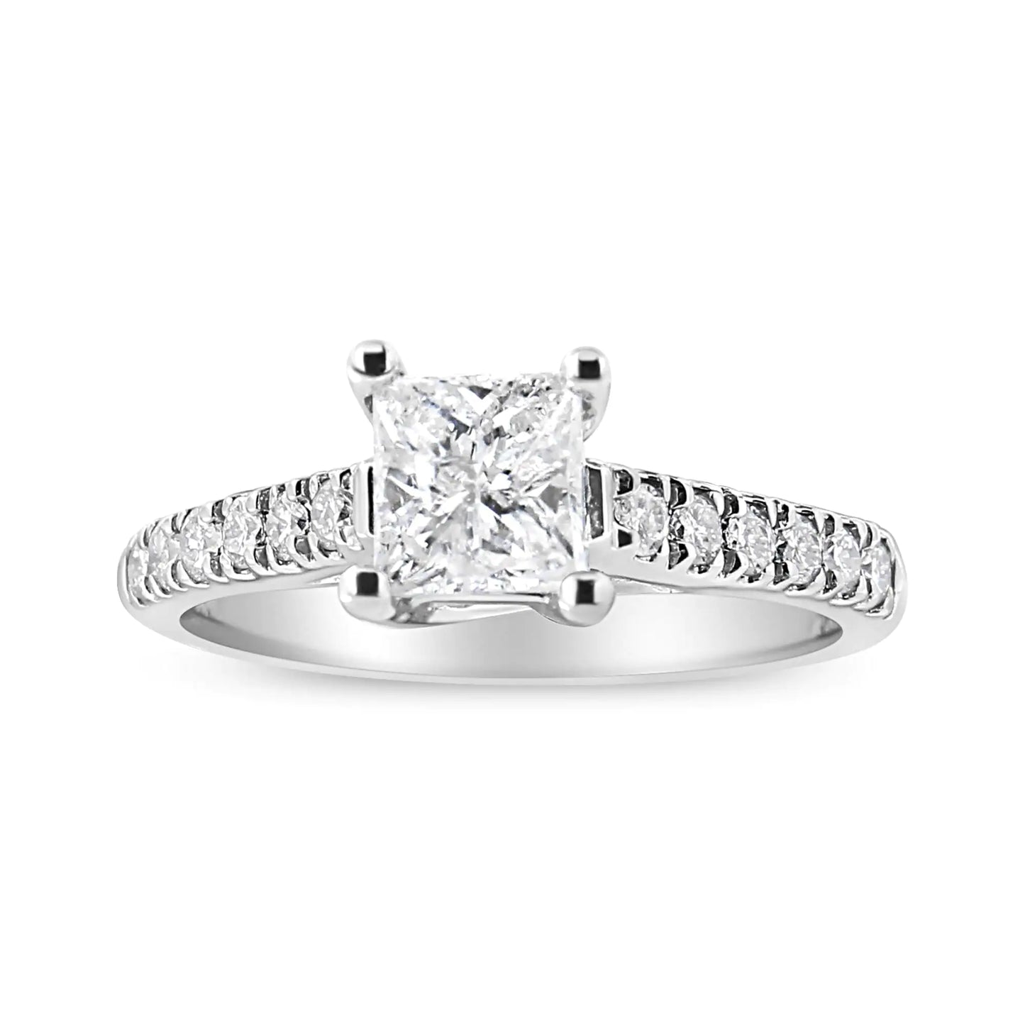 14K White Gold 1 1/5 Cttw 4-Prong Set Princess Diamond Classic Engagement Ring (I1-I2 Color, H-I Clarity) Ring