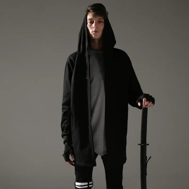 Black Hooded Wizard Trench Coat Windbreaker