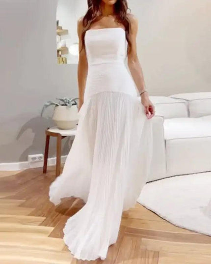 Strapless Pleated Dress