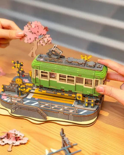 Sakura Journey Tram Car 3D Wooden Puzzle