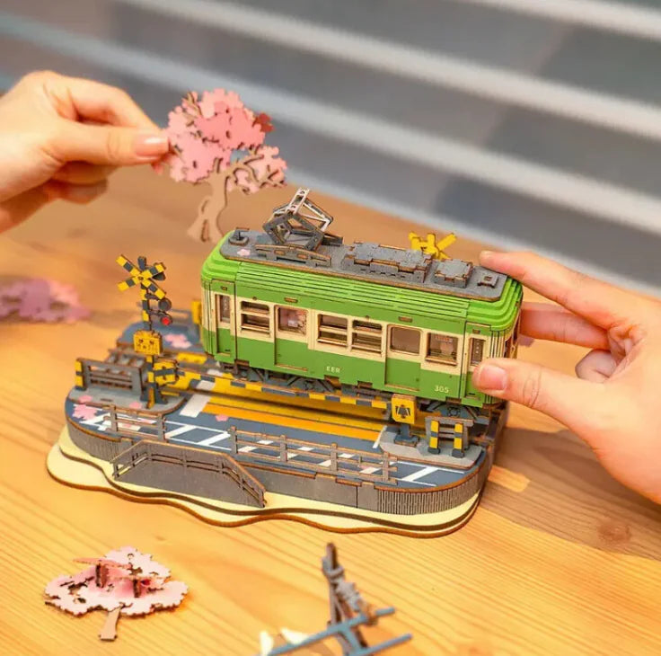 Sakura Journey Tram Car 3D Wooden Puzzle