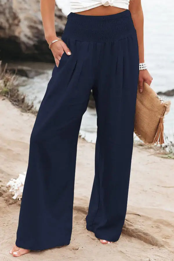 Solid Color Simple Wide Leg Pant Casual