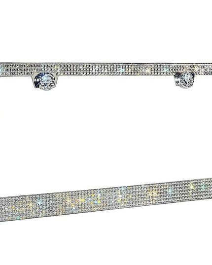 2PCS Bling License Plate Frame Glitter Crystal Sparkling Rhinestone Diamond Caps