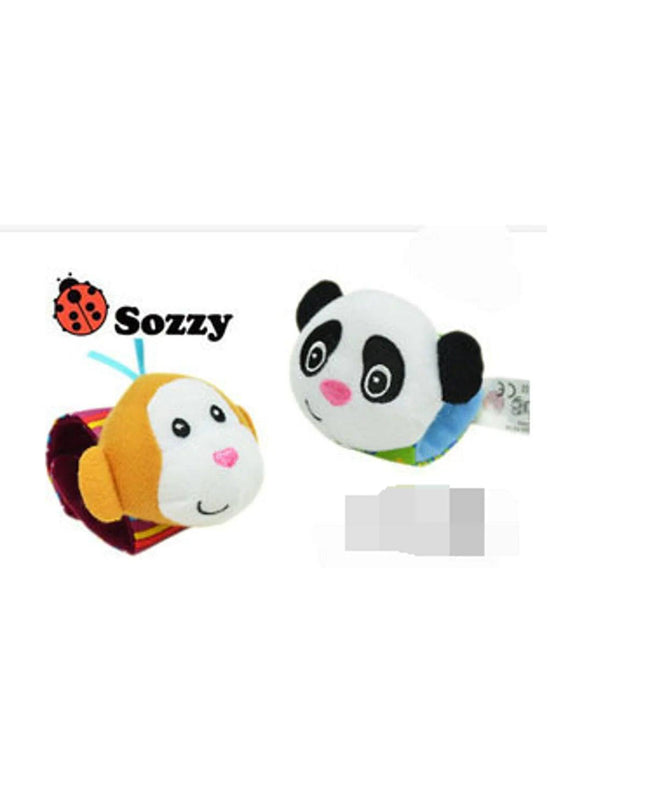Cartoon Plush Socks Wrist Strap Rattles