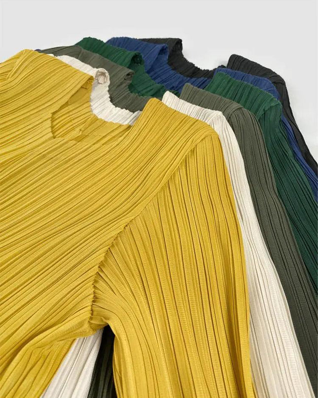 Pleated Square Collar Dress