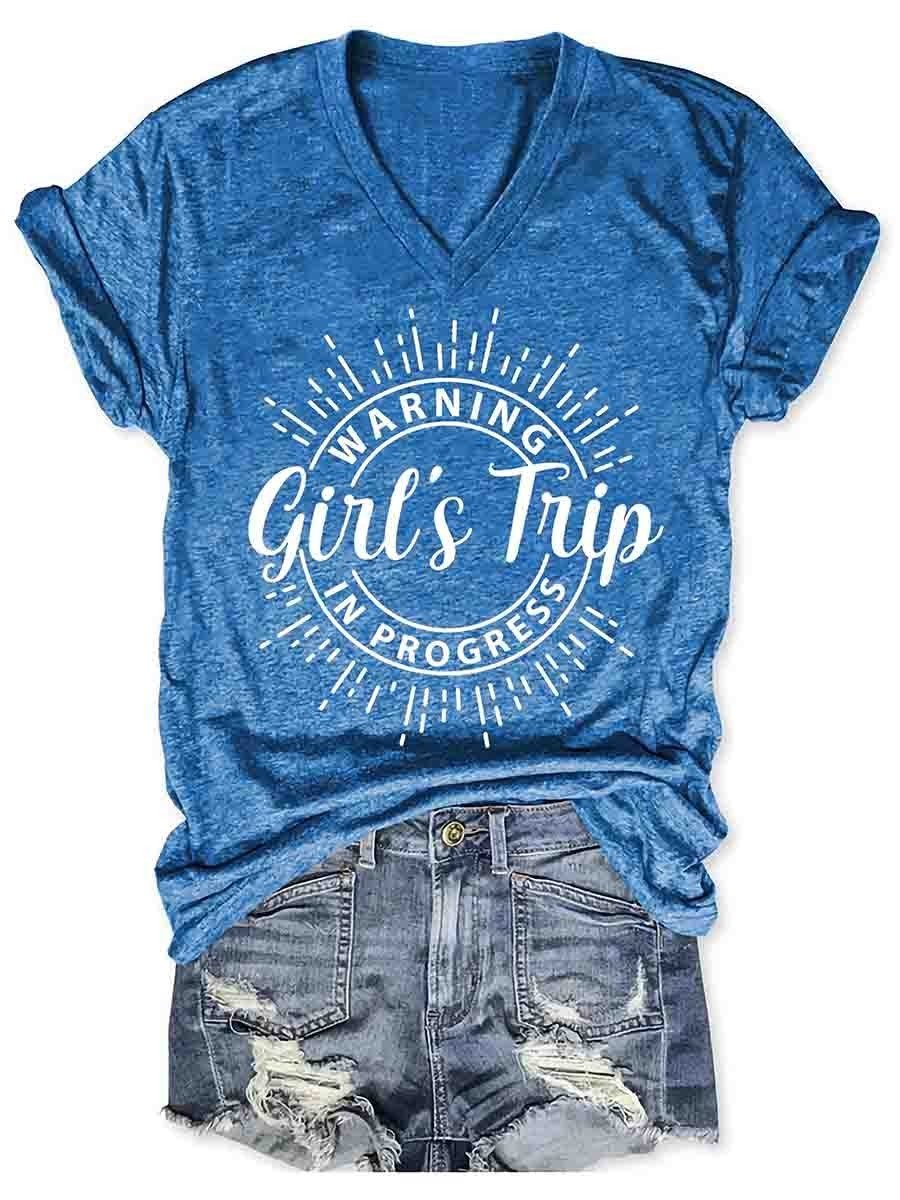 Girl's Trip Warning V-Neck Tee