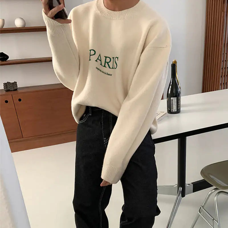 Knitted Paris Lettered Sweater