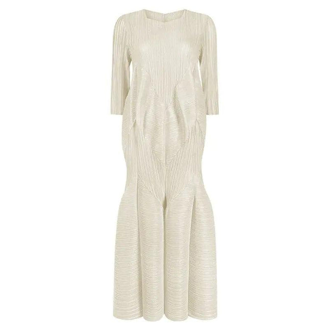 Pleated Square Collar Dress