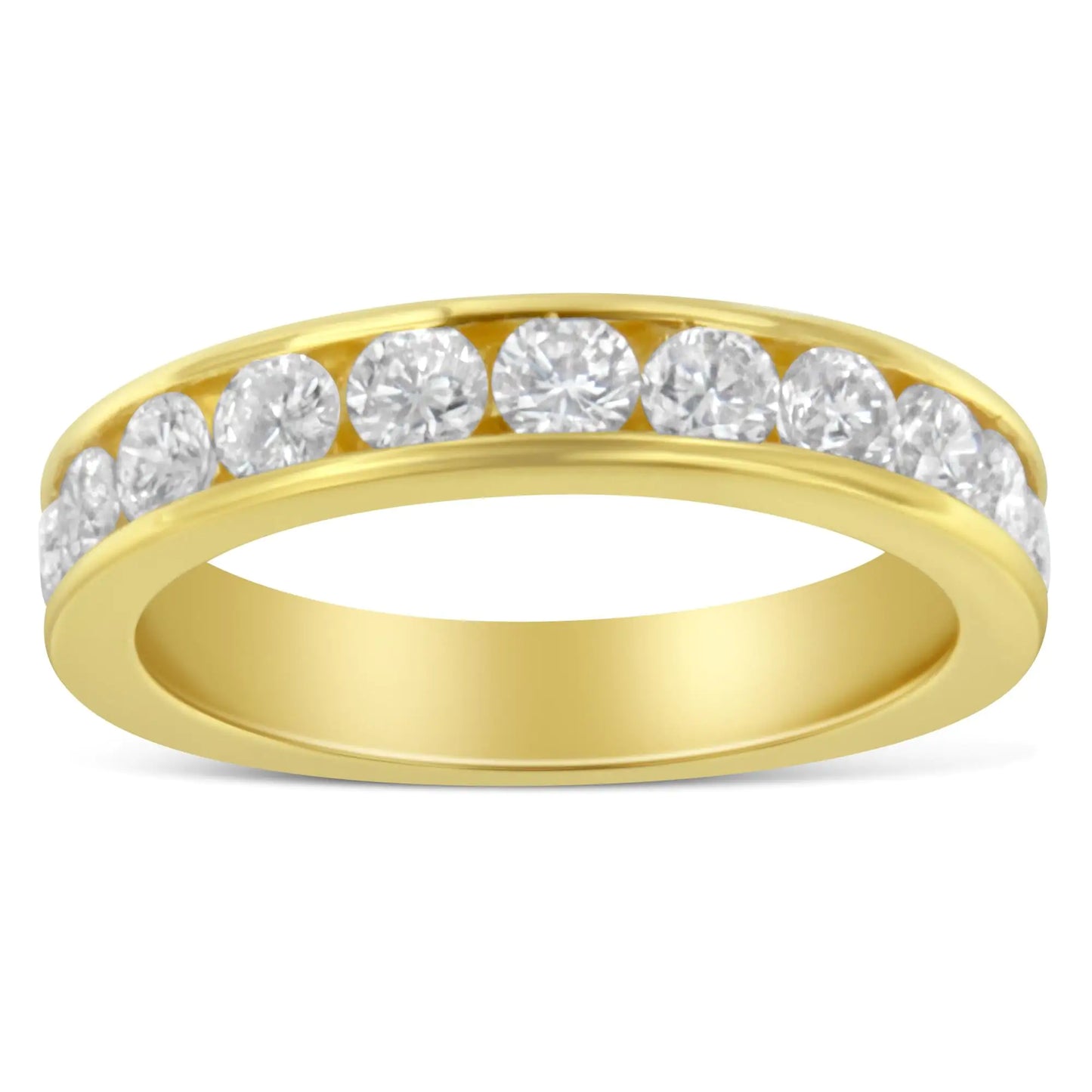 18K Yellow Gold Round Cut Diamond Band Ring (1 Cttw, H-I Color, SI2-I1 Clarity)