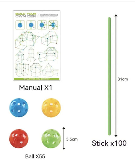 Kids' Fort Building Kit – DIY 3D Construction Set for Tents, Castles, and Playhouses