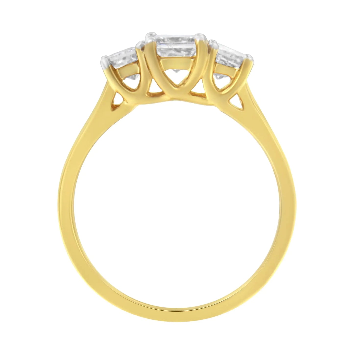 10K Yellow Gold Princess-Cut Diamond Three Stone Band Ring (1 Cttw, J-K Color, I1-I2 Clarity)