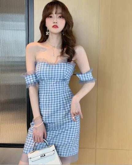 Blue Plaid Mini Dress