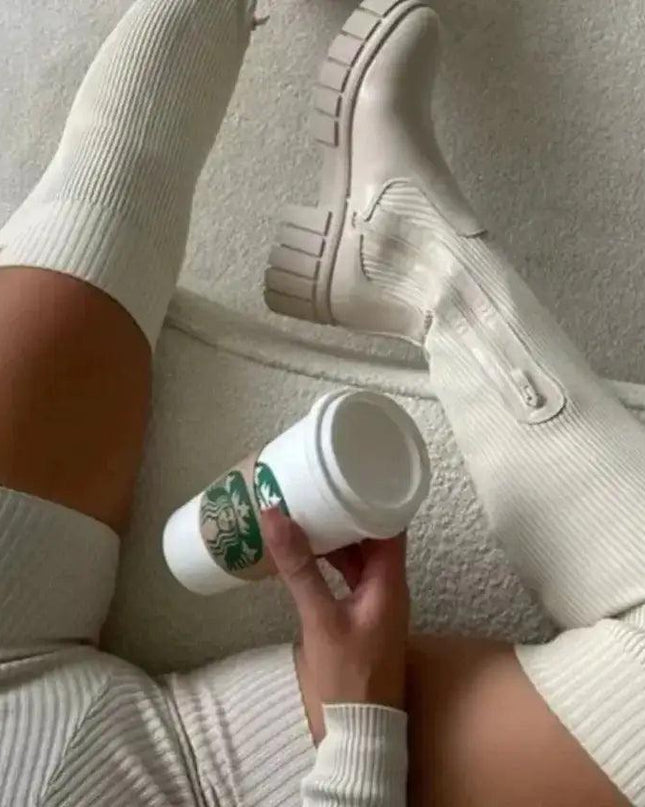 Thigh High Stretch Knit Boots