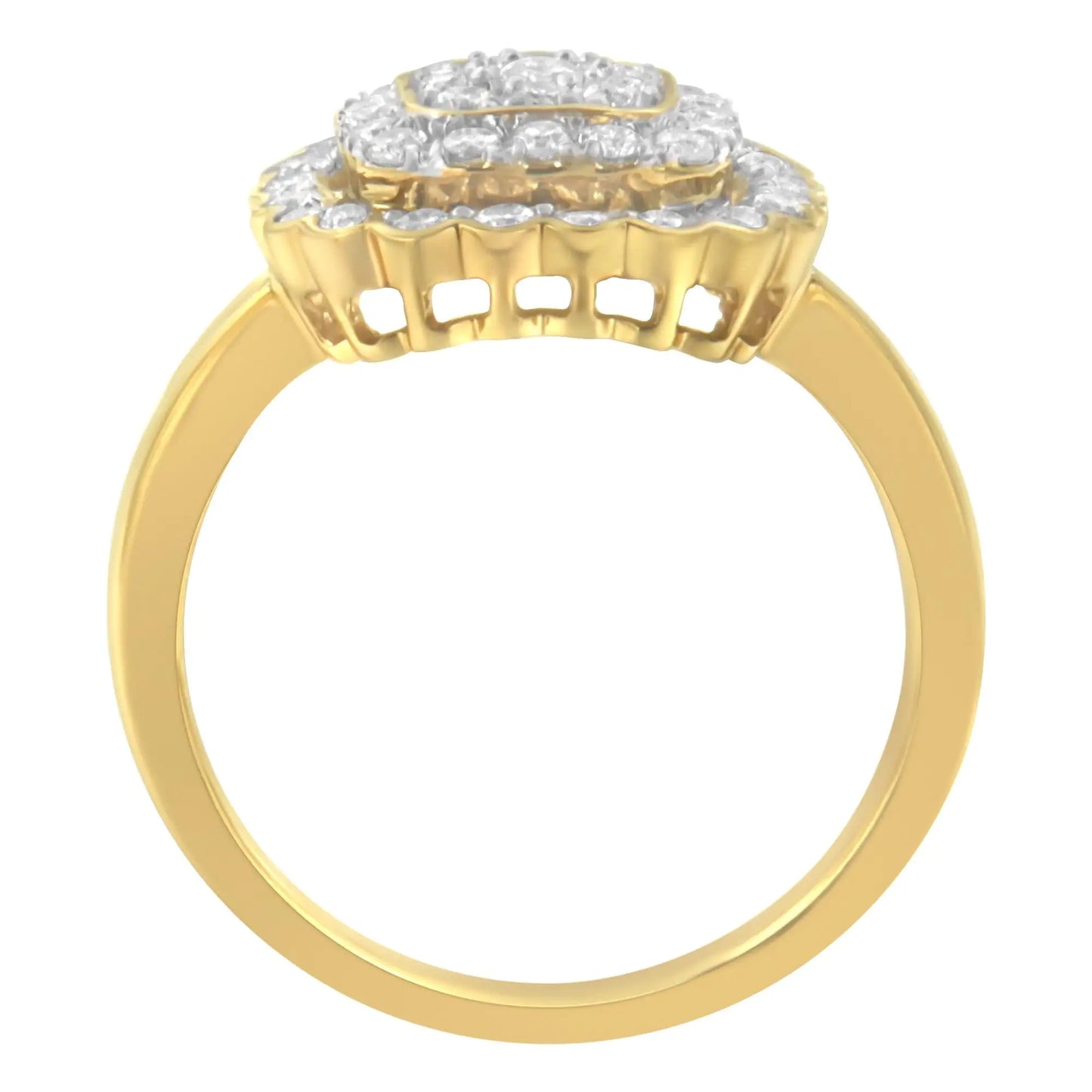 10K Yellow Gold Plated .925 Sterling Silver Diamond Cocktail Ring (3/4 Cttw, J-K Color, I2-I3 Clarity)